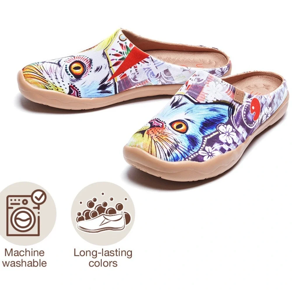 UIN CHEER UP SLIPPER Cat Print Colorful Lightweight Slip On Size 9.5 NEW - Picture 16 of 16
